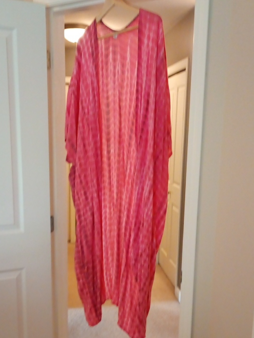 Sea Jewels Bright + Light, Pink + White Long Flowy Open Kimono (OS)